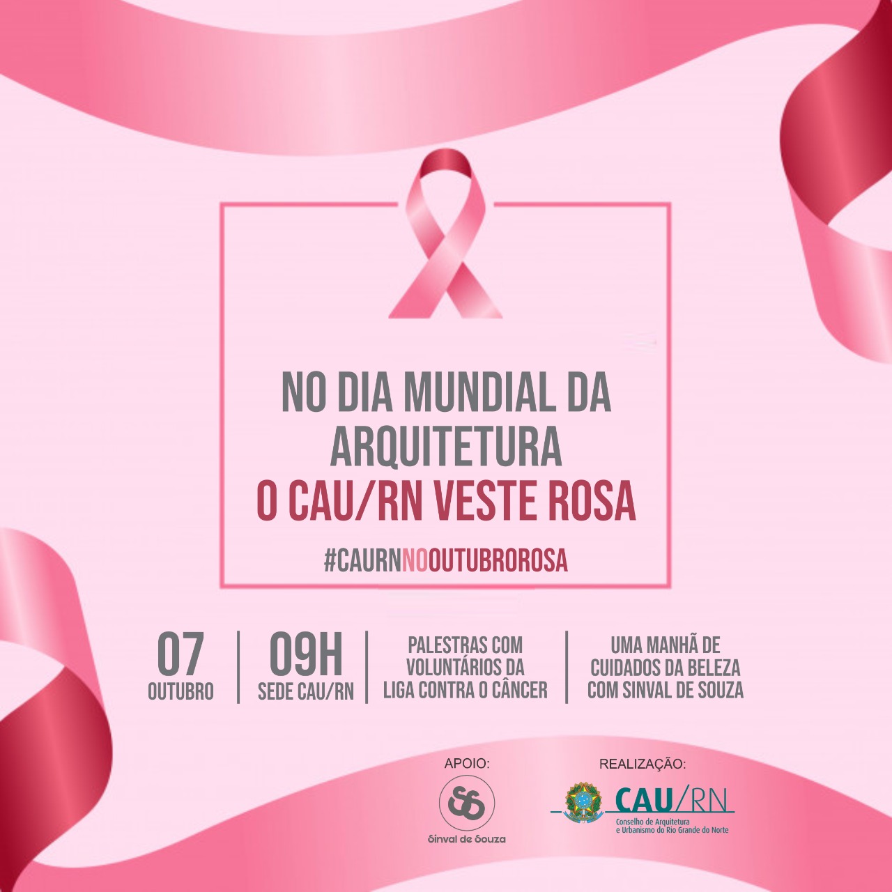 CAU/RN apoia a Campanha do Outubro Rosa e realiza evento em prol da  prevenção | CAU/RN